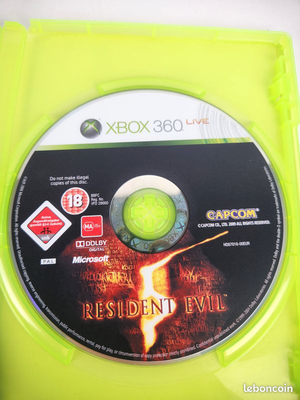 Jeu Resident Evil 5 Sur Xbox 360 - Version PAL FR - Bon état