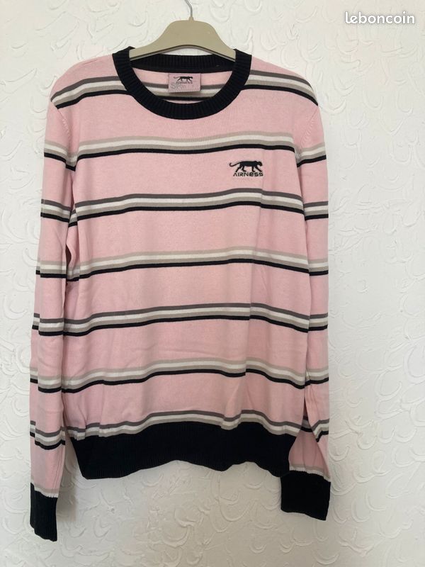 Pull homme Airness rose et blanc Vêtements