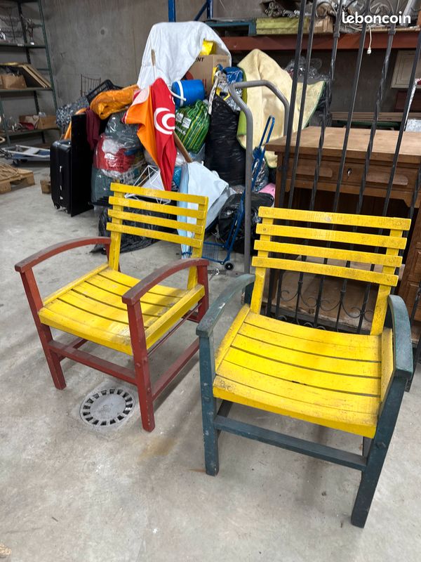 Fauteuil de jardin colorés bois (image 1)