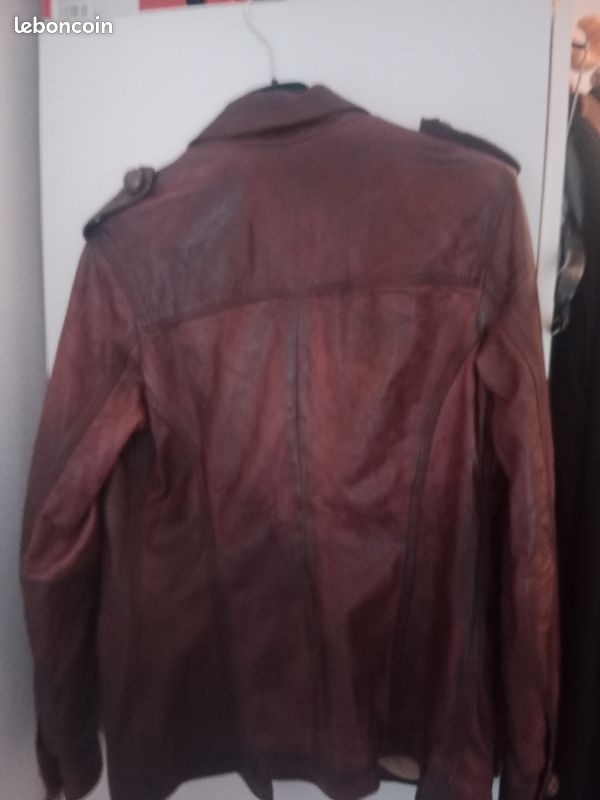 Veste cuir bordeaux femme oakwook (image 3)