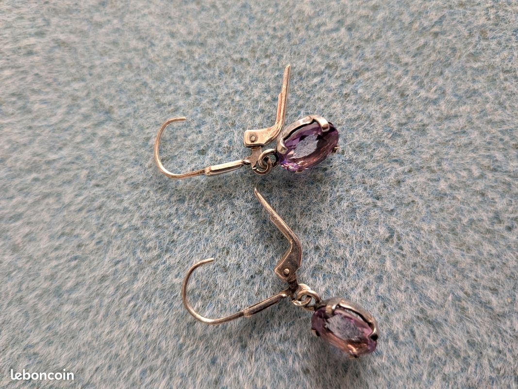 Paire De Boucles D'oreilles En Argent - Bon état (Réf 63-29) - Bijoux Occasion