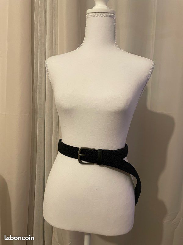 Ceinture noire tressée boucle argentée (image 1)