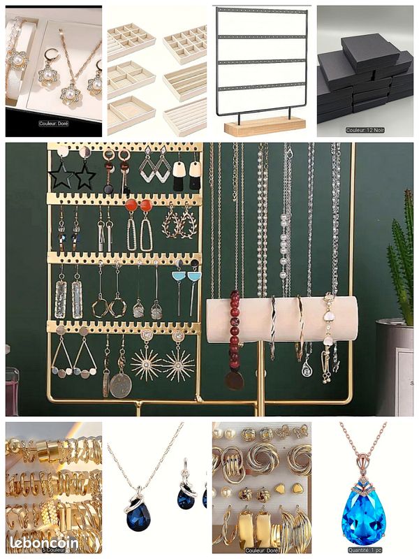 Bijoux fantaisies en gros lot (négociable pour prix) + présentoirs (image 2)