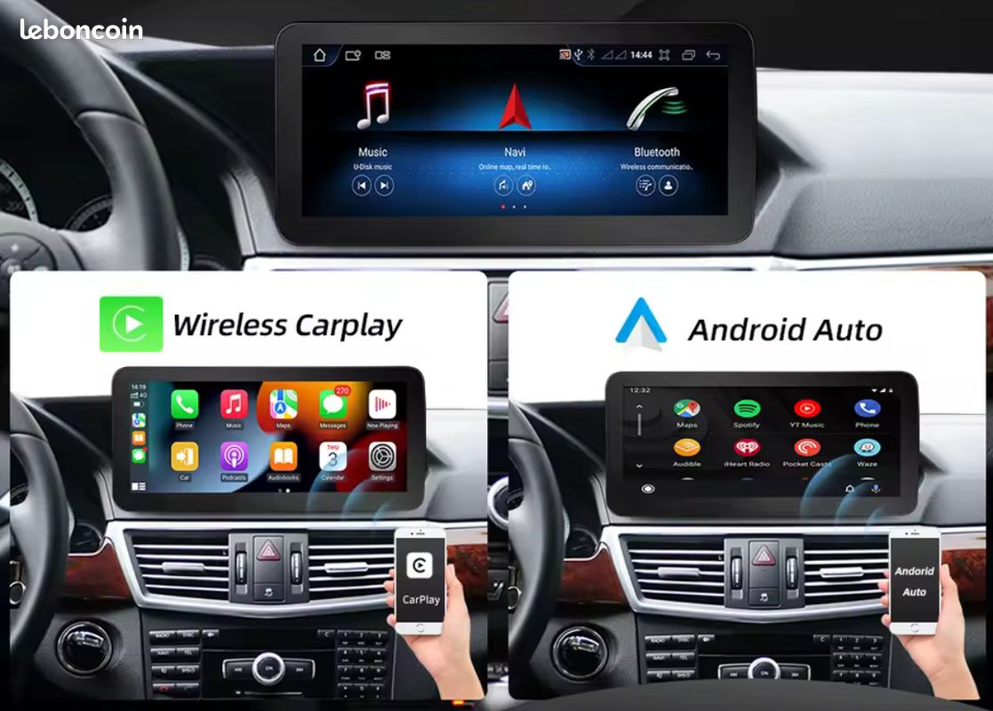 Ecran multimédia Android 8G de RAM tactile gps wifi usb Carplay et Android Auto pour Mercedes Classe E (W212) de 2009 à 2016 Système NTG 4.0/4.5/5.0 avec Caméra de recul et Accessoires complet (image 1)