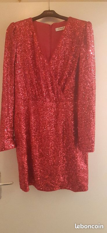 Jolie robe à sequin rose, 40, morgan, portée fs pr réveillon 23