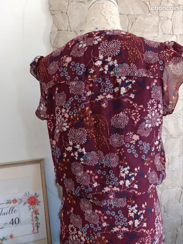Robe bordeaux fleurie L/40 (image 6)