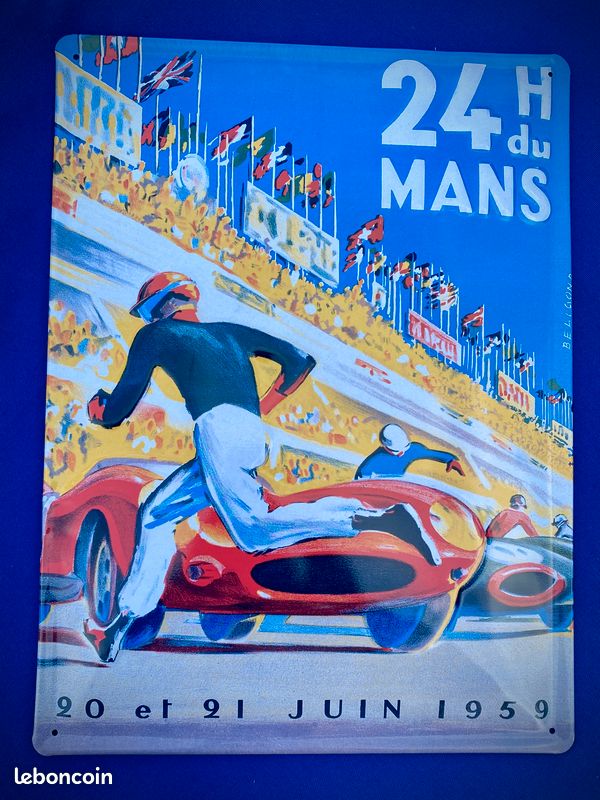 Plaque Métal Vintage 24H Du Mans 1964 – Repro 20x30 Cm, Déco Murale Voiture