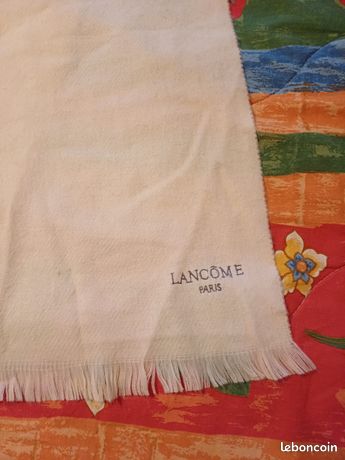 Foulard LANCOME 100% Soie Vintage - Écharpe Marron 24x160 Cm
