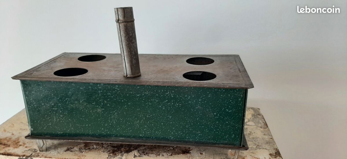 Rare Cuisinière À Alcool Tôle XIXe Napoléon 3 Jouet Ancien L 25,5 Cm