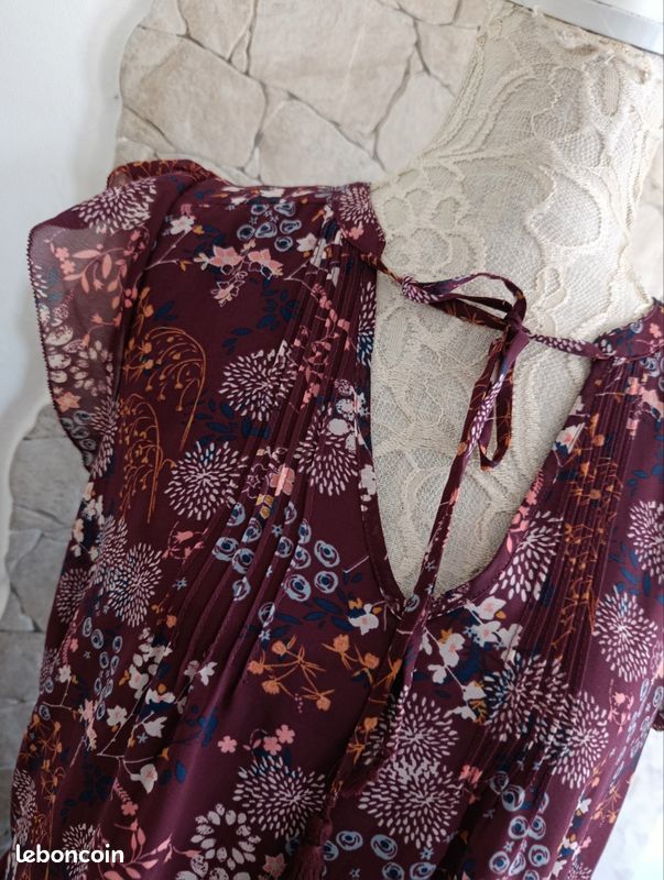 Robe bordeaux fleurie L/40 (image 2)