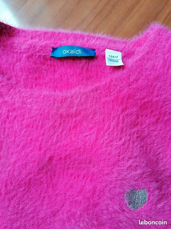 Pull Rose Okaïdi Pour Fille 9-10 Ans - Laine Coton, Occasion Très Bon état