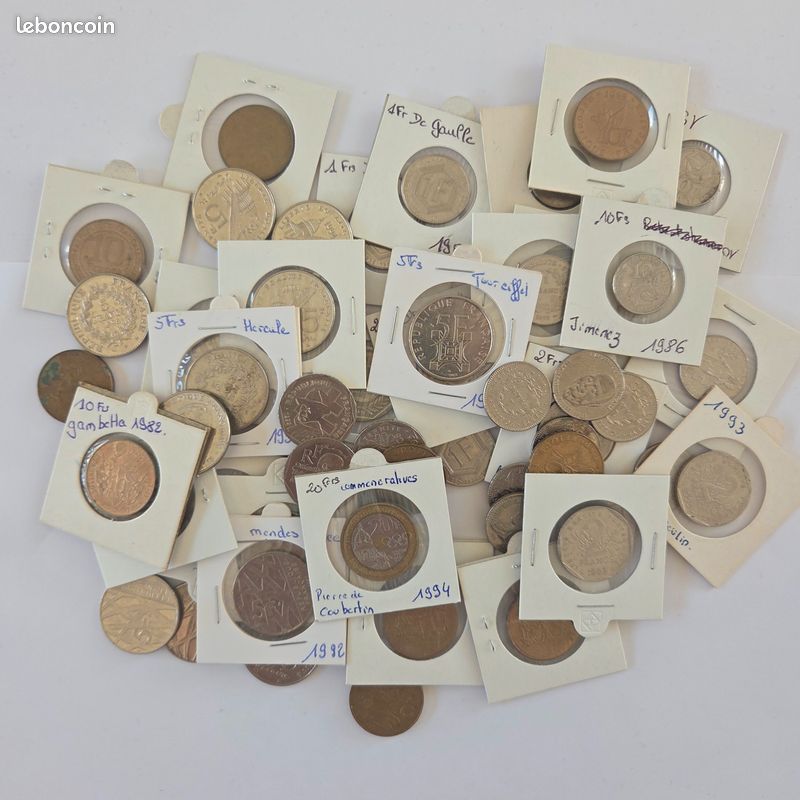 Lot 7 Pièces de monnaie 1994 5 francs Voltaire République française 1694 1778 commémorative 5frs 5francs numismate collection - Collection