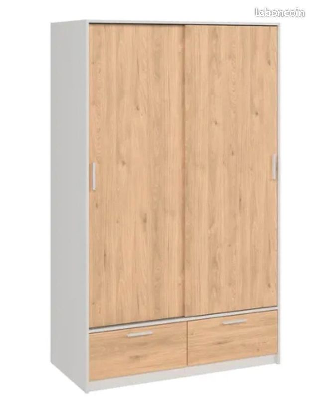 Armoire 2 portes coulissantes 2 tiroirs (image 3)