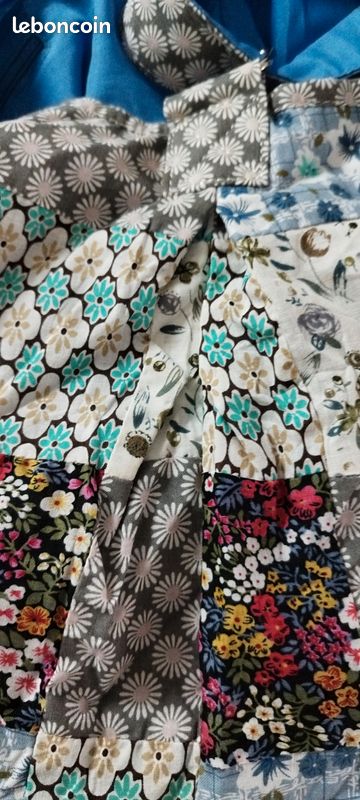 Sac en tissu à bandoulière - Façon patchwork - TBE - Dimensions : Longueur/38cm - Hauteur/29cm - largeur fond du sac/16cm - Doublé - 3 poches intérieures dont une avec fermeture éclair (image 5)