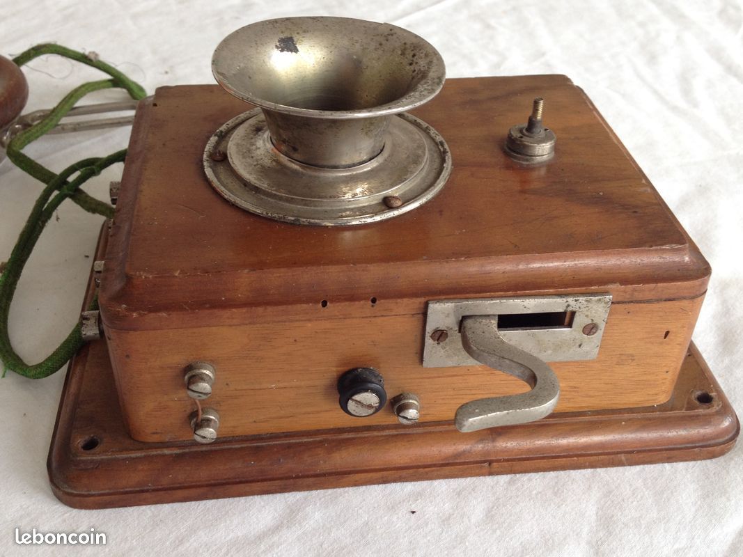 Ancien téléphone en bois écouteur Siemens & Halske année 1900 (image 2)