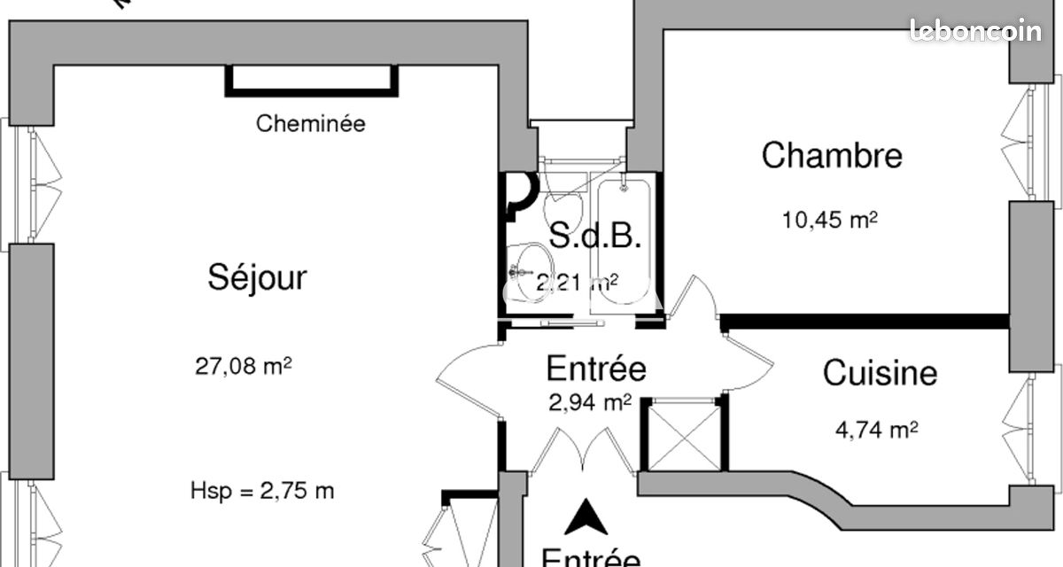 Appartement 2 pièces 47 m² · à Paris · 47 m² · 1 608 €/mois