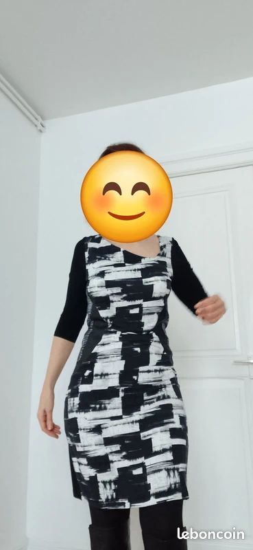 Robe De Chambre Femme O'MOI Bicolore Noir Et Blanc - Taille FR 44/46 - Neuf Avec étiquettes