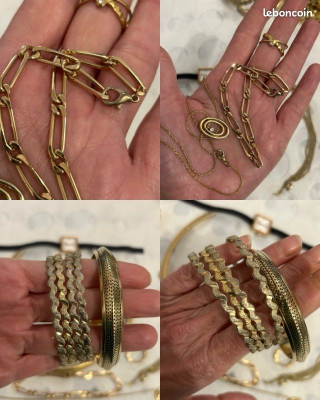 Lot De 3 Bijoux Fantaisie : Broche, Pendentif, Bracelet - Argenté - Très Bon état