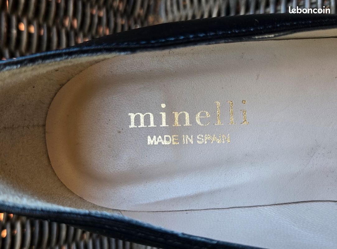 👠✨ Minelli – Escarpins plateforme cuir noir – Made in Spain – Talon 10 cm – T.37 🖤 (image 8)