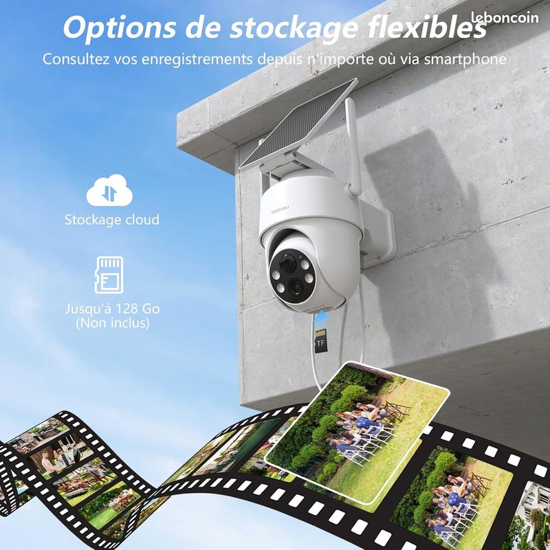 GALAYOU 2K 3MP Camera Surveillance WiFi Exterieure sans Fil Panneau Solaire (image 2)