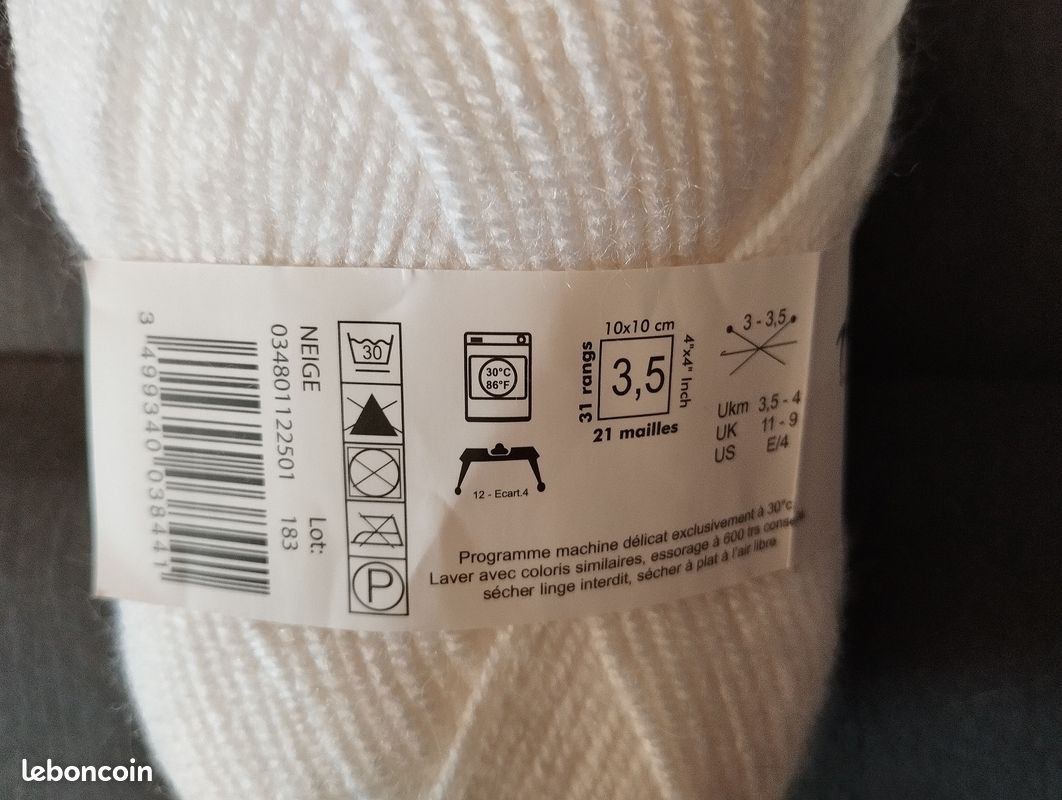 Lot De 5 Pelotes Laine Grosse 100g Blanc Cassé - Pure Laine Du Portugal - Pour Tricot/crochet