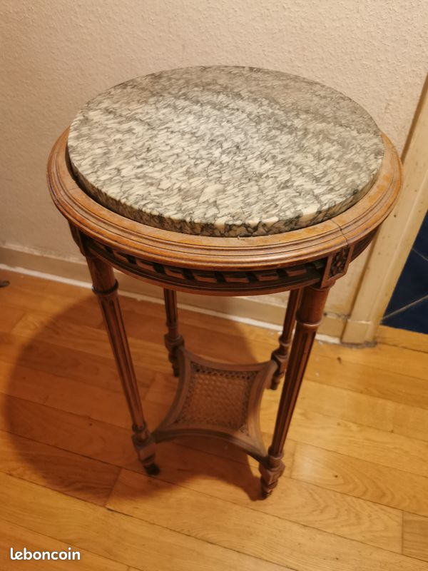 Table haute bois et marbre (image 1)