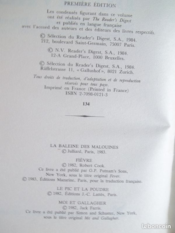 La baleine des Malouines + 3 autres romans Sélection 1984 (image 7)