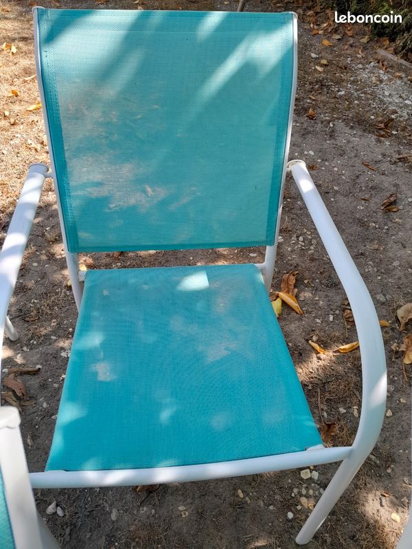 Lot de 10 chaises de jardin blanche et turquoise (image 7)