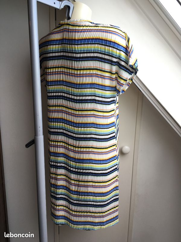 Robe rayée multicolore Bershka - T.XS - TBE (image 4)