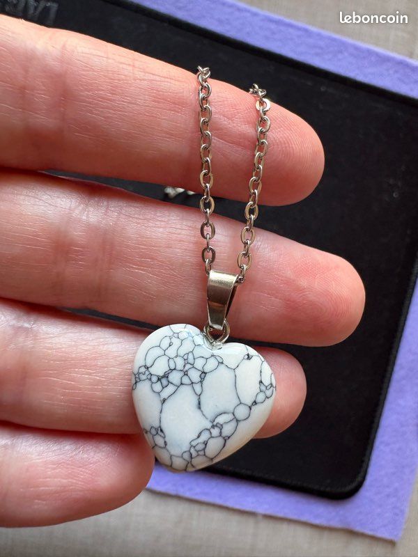 Pendentif Pierre Marbrée Et Argent 925 - Fait Main En France - Superbe !