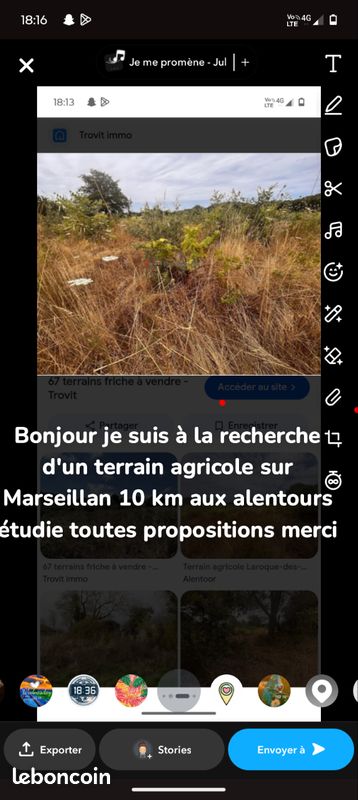Terrain agricole · à Marseillan · 20 000 €