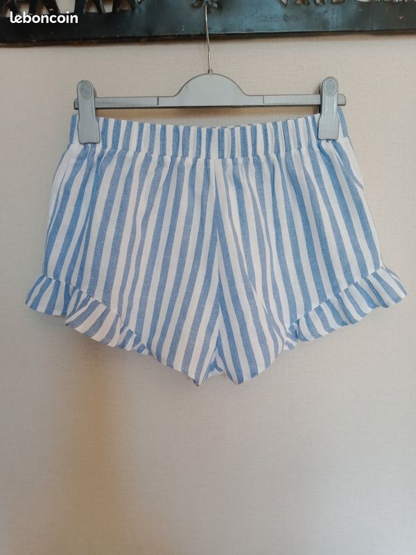 Short Femme, Shein, Blanc/Bleu, Taille 38 Vêtements