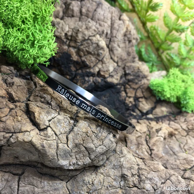 NEUF « Râleuse mais Princesse » Bracelet Message Acier (image 3)