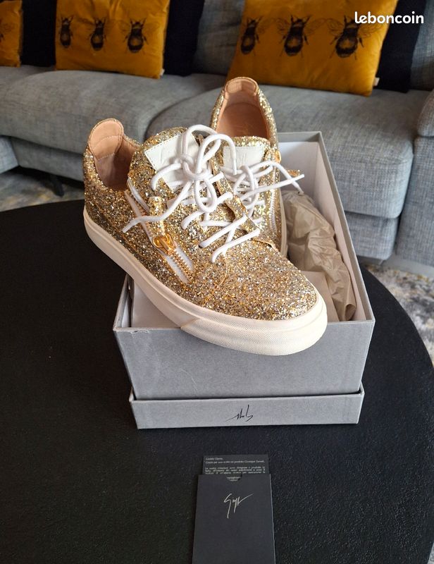 Basket GUISEPPE ZANOTTI Luxe femme 39 stass or/argent neuve