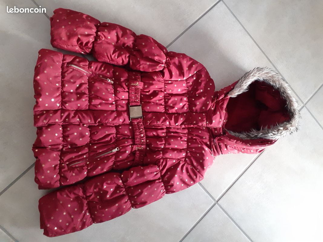 Parka bordeaux motifs fille (image 1)