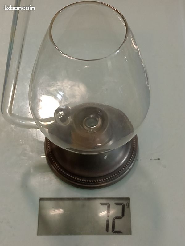 Ancien Verre pipe à Cognac avec pied en étain (image 10)