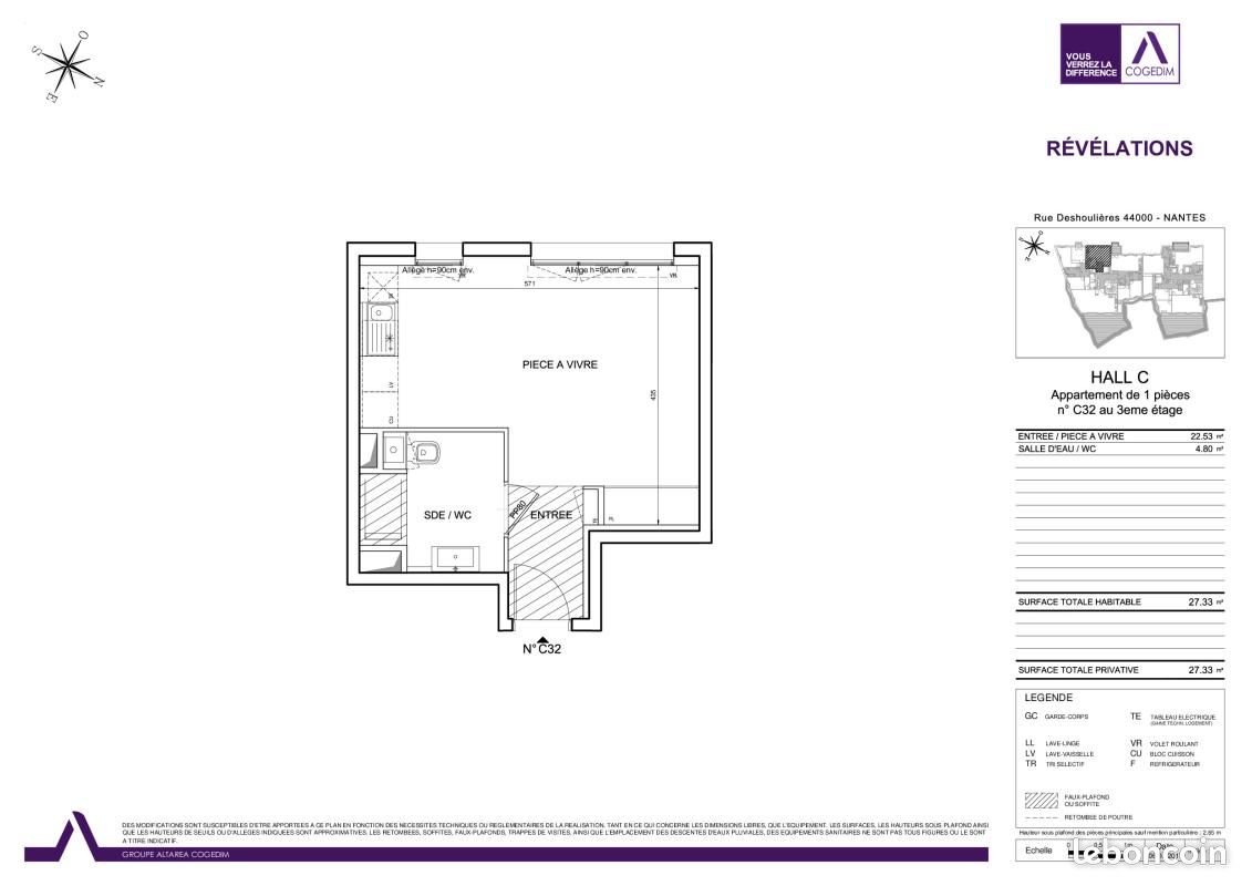Appartement 1 pièce 27 m² · à Nantes · 27 m² · 413 €