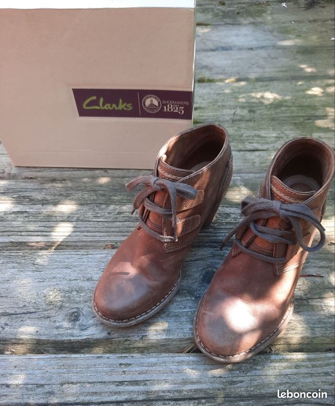 Bottines Clarks Femme Marron - Taille UK 4 (FR 37) - Talon Block 6cm - Cuir - Très Bon état