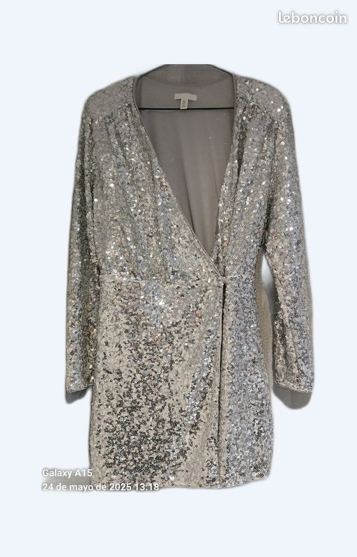Robe à paillettes argentées comme neuve H&M taille M Vêtements