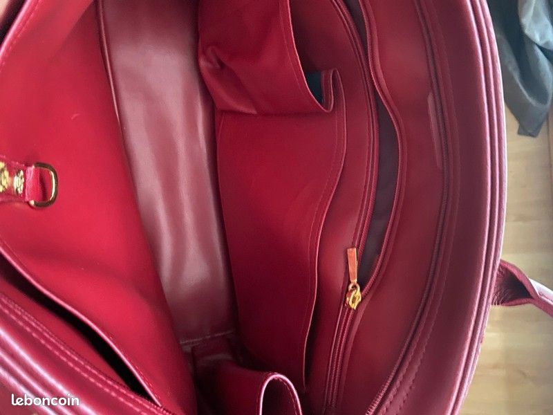 Sac à main cartable Lonchamp en cuir rouge bordeaux idéal travail/ cours- comme neuf (image 6)