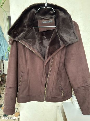 Blouson En Peau Lainée Retournée Alexander McQueen - Taille 38/40 - Style Aviateur - Occasion Excellent État