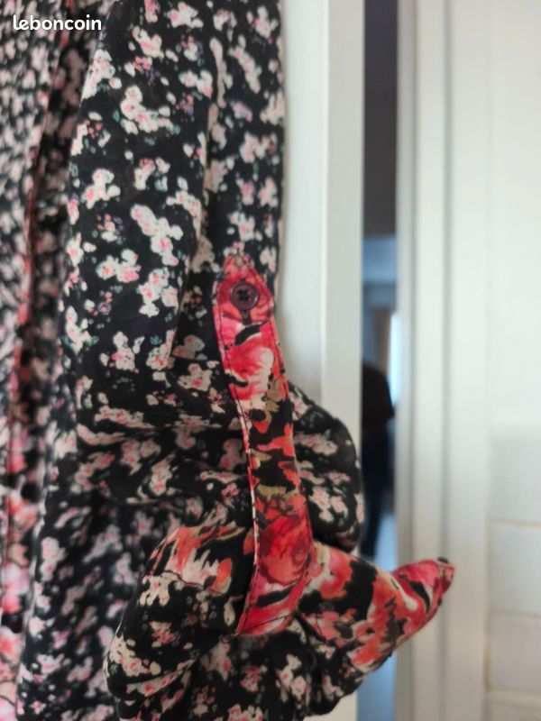 Chemise Zara noir a petites fleurs Trf Zara Collection 36 état parfait al06 (image 4)