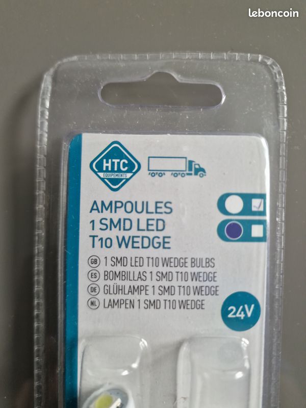 2 Ampoules 1 SMD T10 WEDGE 24V Blanc neuves (image 2)