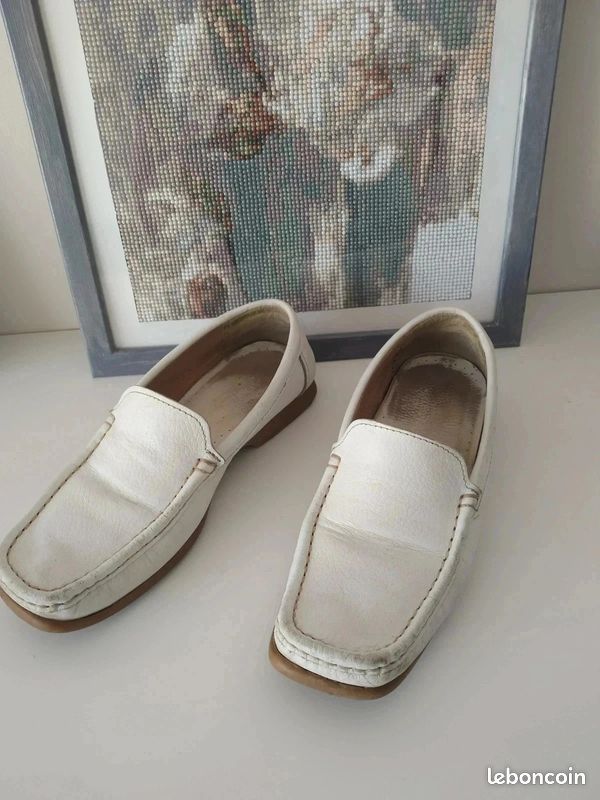 Mocassins en cuir blanc 37 (image 1)