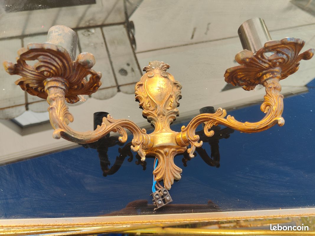Applique murale 2 bras style Louis XV – dorée, patinée, pleine de caractère 🕯️ (image 1)
