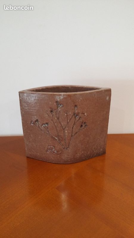 Très Joli Vase En Céramique Décor Herbiers Anthony Pitot Vintage (image 2)