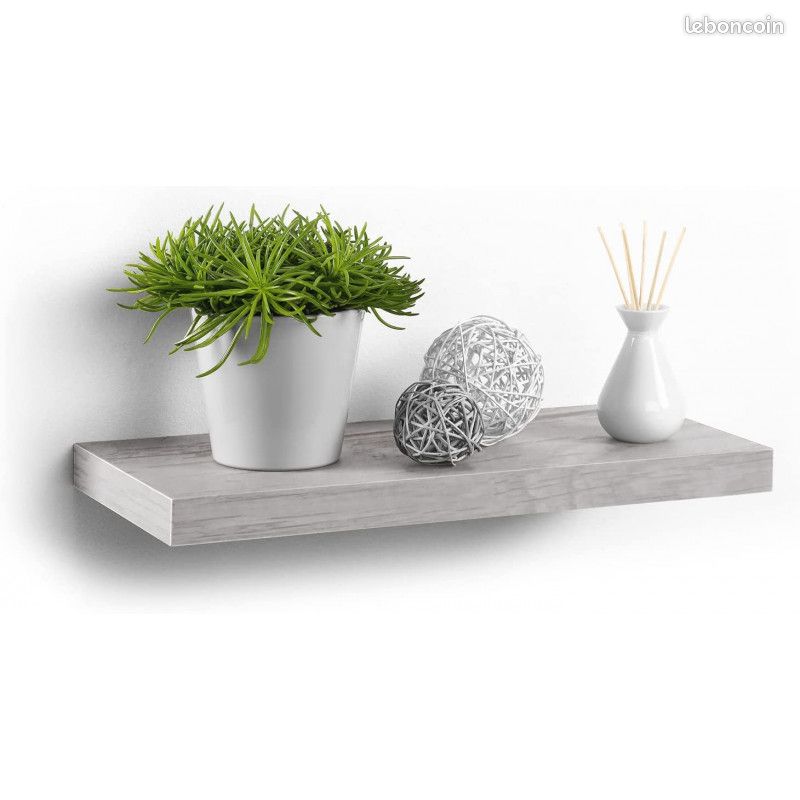 LIQUIDATION - Etagère flottante en bois - Imitation chêne blanchi - L 50 x l 22 cm - NEUF (image 1)