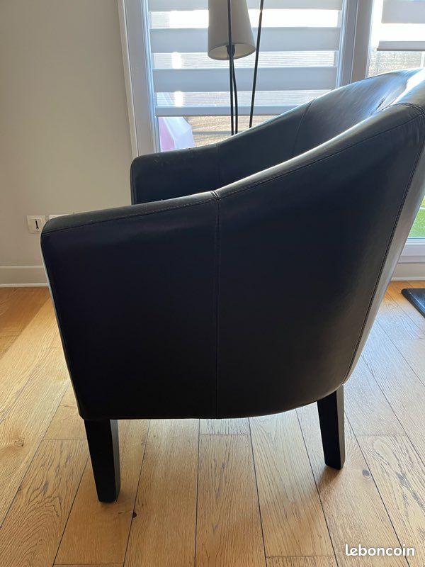 Fauteuil club en cuir « Maison du Monde » À restaurer (image 4)
