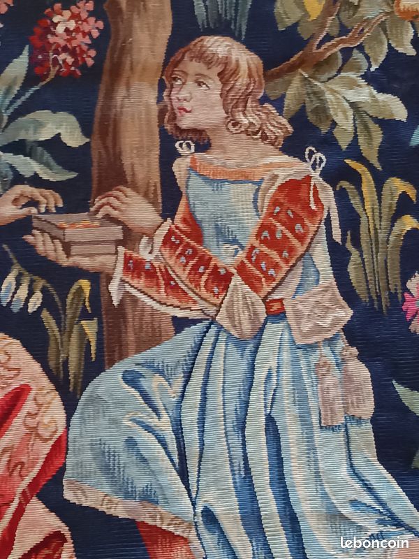 Grande tapisserie Jules Pansu – « La Dame au coffret » – Point d’Halluin (image 4)