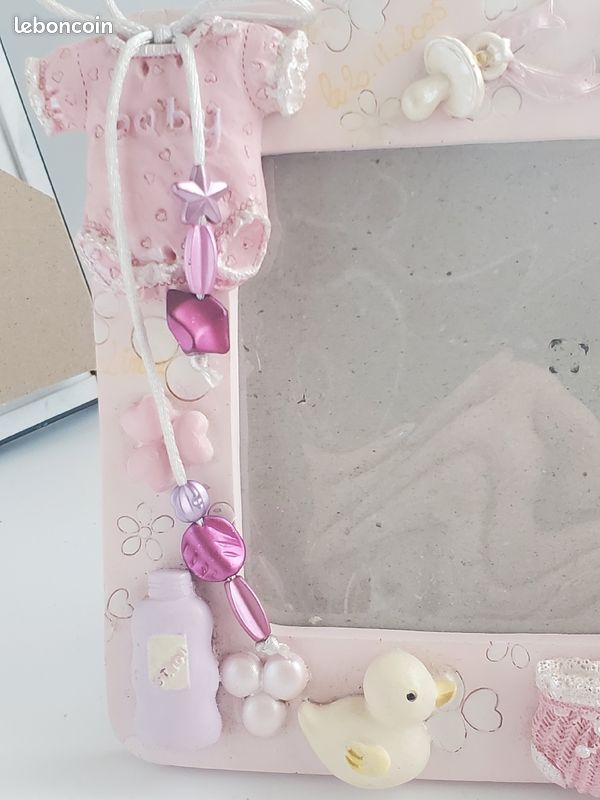 Petit cadre photo rose naissance (image 3)